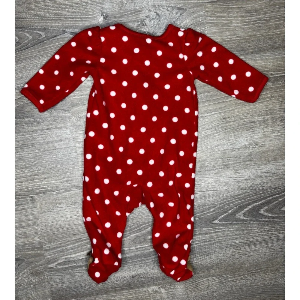 Carters Infant Fleece Footed Sleeper Pajamas Red Reindeer Holidays Size 3 Months